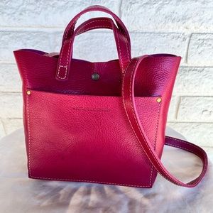 Portland Leather Goods Hibiscus Mini Crossbody Tote Unicorn Color Snap Closure
